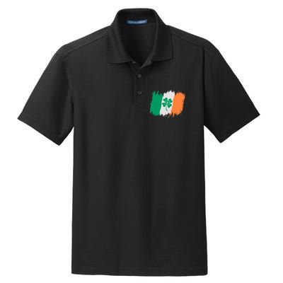 Cool St Patrick's Day Painted Distressed Irish Shamrock Flag Dry Zone Grid Polo