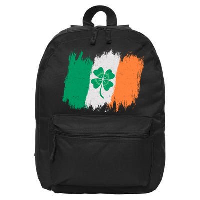 Cool St Patrick's Day Painted Distressed Irish Shamrock Flag 16 in Basic Backpack
