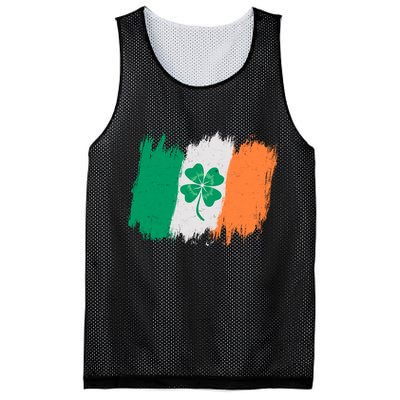 Cool St Patrick's Day Painted Distressed Irish Shamrock Flag Mesh Reversible Basketball Jersey Tank