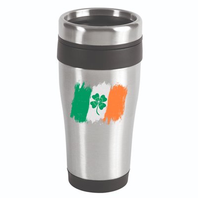 Cool St Patrick's Day Painted Distressed Irish Shamrock Flag 16oz Travel Tumbler