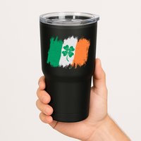 Cool St Patrick's Day Painted Distressed Irish Shamrock Flag Tumbler