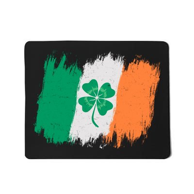 Cool St Patrick's Day Painted Distressed Irish Shamrock Flag Mousepad