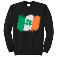 Cool St Patrick's Day Painted Distressed Irish Shamrock Flag Tall Sweatshirt