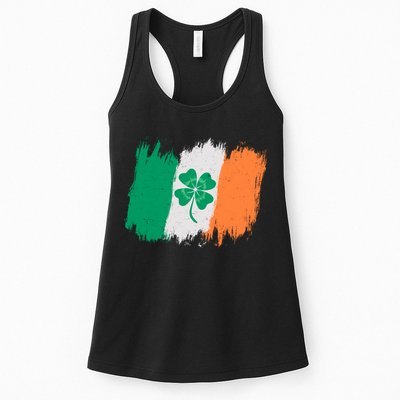 Cool St Patrick's Day Painted Distressed Irish Shamrock Flag Womens Tank Top