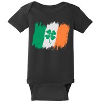 Cool St Patrick's Day Painted Distressed Irish Shamrock Flag Baby Bodysuit