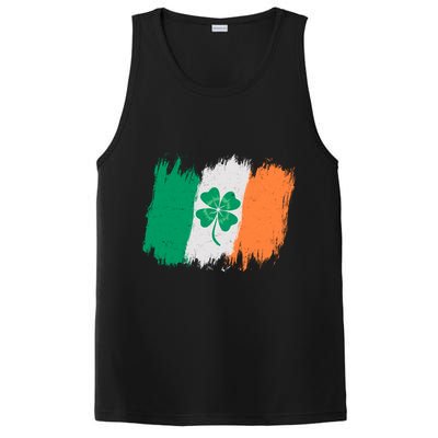 Cool St Patrick's Day Painted Distressed Irish Shamrock Flag PosiCharge Competitor Tank