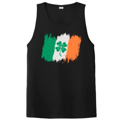 Cool St Patrick's Day Painted Distressed Irish Shamrock Flag PosiCharge Competitor Tank