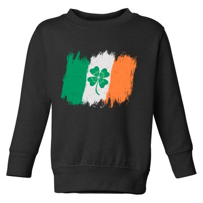 Cool St Patrick's Day Painted Distressed Irish Shamrock Flag Toddler Sweatshirt