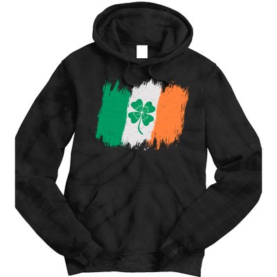Cool St Patrick's Day Painted Distressed Irish Shamrock Flag Tie Dye Hoodie