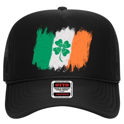 Cool St Patrick's Day Painted Distressed Irish Shamrock Flag Trucker Hat
