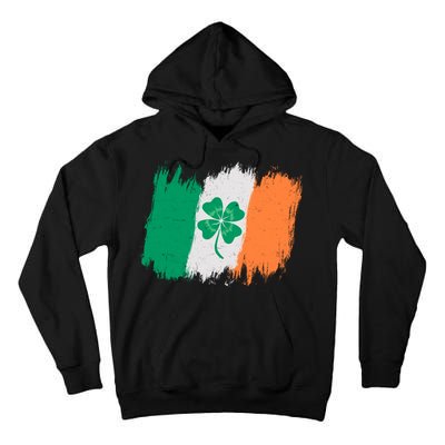 Cool St Patrick's Day Painted Distressed Irish Shamrock Flag Tall Hoodie