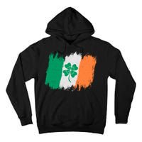 Cool St Patrick's Day Painted Distressed Irish Shamrock Flag Tall Hoodie