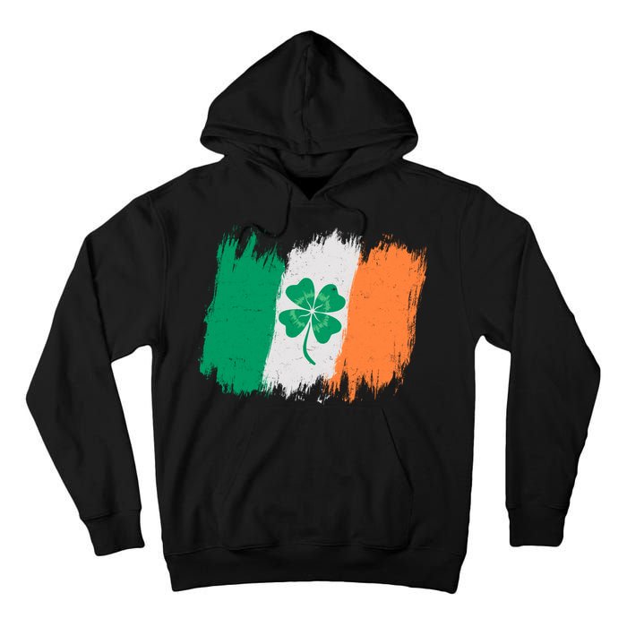Cool St Patrick's Day Painted Distressed Irish Shamrock Flag Tall Hoodie