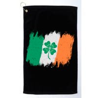 Cool St Patrick's Day Painted Distressed Irish Shamrock Flag Golf Towel