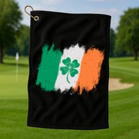 Cool St Patrick's Day Painted Distressed Irish Shamrock Flag Golf Towel