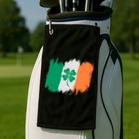 Cool St Patrick's Day Painted Distressed Irish Shamrock Flag Golf Towel