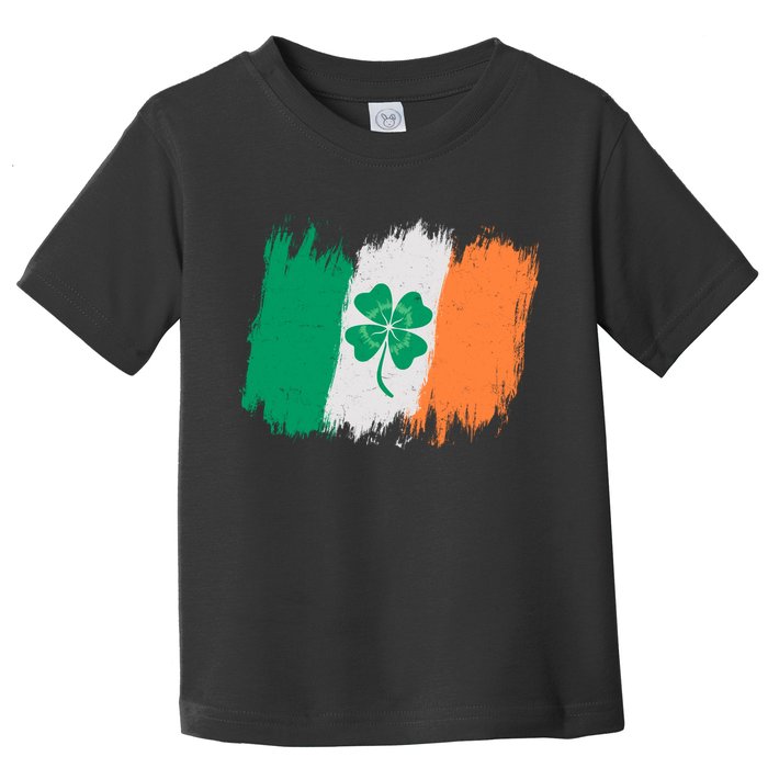 Cool St Patrick's Day Painted Distressed Irish Shamrock Flag Toddler T-Shirt