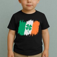 Cool St Patrick's Day Painted Distressed Irish Shamrock Flag Toddler T-Shirt