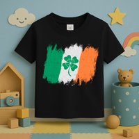 Cool St Patrick's Day Painted Distressed Irish Shamrock Flag Toddler T-Shirt