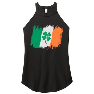 Cool St Patrick's Day Painted Distressed Irish Shamrock Flag Women's Perfect Tri Rocker Tank