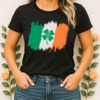 Cool St Patrick's Day Painted Distressed Irish Shamrock Flag Womens T-Shirt