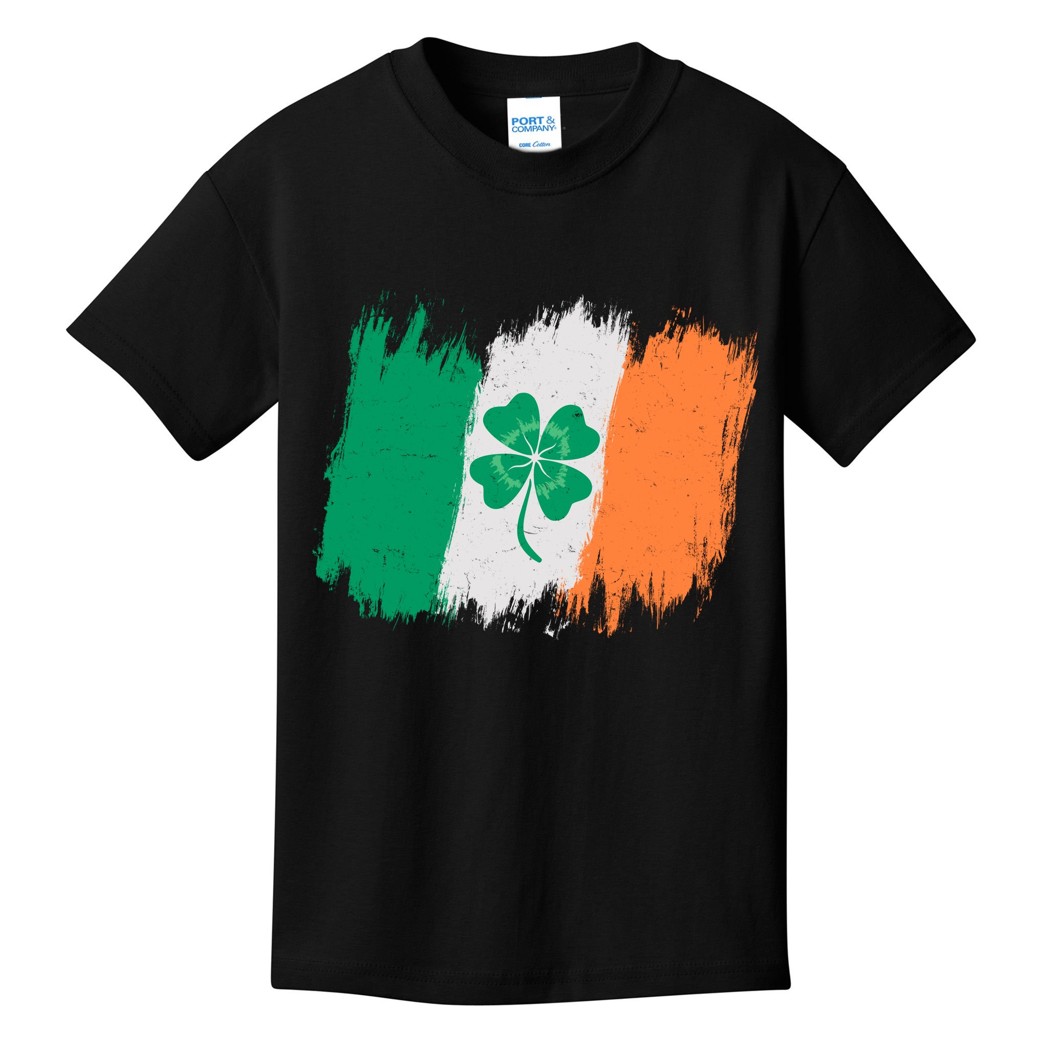 Cool St Patrick's Day Painted Distressed Irish Shamrock Flag Kids T-Shirt
