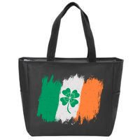 Cool St Patrick's Day Painted Distressed Irish Shamrock Flag Zip Tote Bag