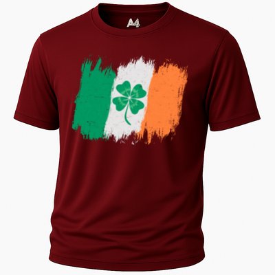 Cool St Patrick's Day Painted Distressed Irish Shamrock Flag Performance Shirt