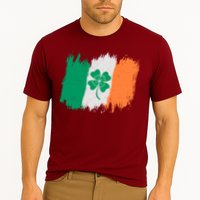 Cool St Patrick's Day Painted Distressed Irish Shamrock Flag Performance Shirt