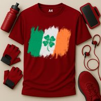 Cool St Patrick's Day Painted Distressed Irish Shamrock Flag Performance Shirt