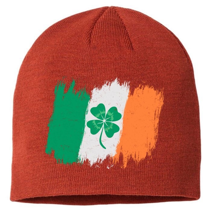 Cool St Patrick's Day Painted Distressed Irish Shamrock Flag Sustainable Beanie