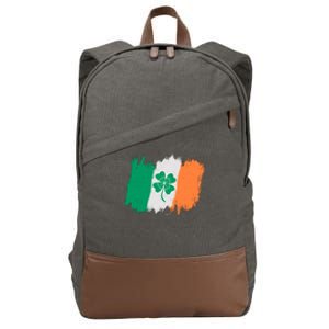 Cool St Patrick's Day Painted Distressed Irish Shamrock Flag Cotton Canvas Backpack