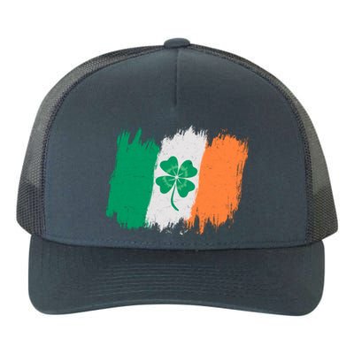 Cool St Patrick's Day Painted Distressed Irish Shamrock Flag Yupoong Adult 5-Panel Trucker Hat