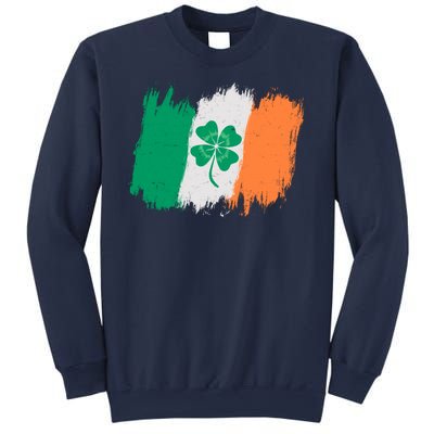 Cool St Patrick's Day Painted Distressed Irish Shamrock Flag Sweatshirt