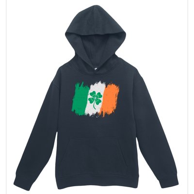 Cool St Patrick's Day Painted Distressed Irish Shamrock Flag Urban Pullover Hoodie