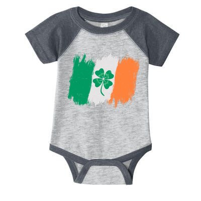 Cool St Patrick's Day Painted Distressed Irish Shamrock Flag Infant Baby Jersey Bodysuit