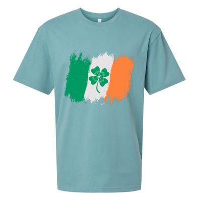 Cool St Patrick's Day Painted Distressed Irish Shamrock Flag Sueded Cloud Jersey T-Shirt