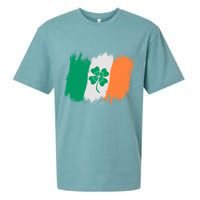 Cool St Patrick's Day Painted Distressed Irish Shamrock Flag Sueded Cloud Jersey T-Shirt