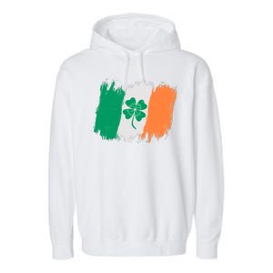 Cool St Patrick's Day Painted Distressed Irish Shamrock Flag Garment-Dyed Fleece Hoodie