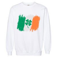 Cool St Patrick's Day Painted Distressed Irish Shamrock Flag Garment-Dyed Sweatshirt