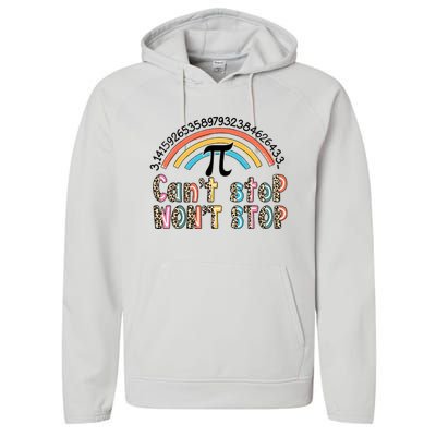 Can't Stop Pi Won't Stop Leopard Pi Day Math Lover Performance Fleece Hoodie