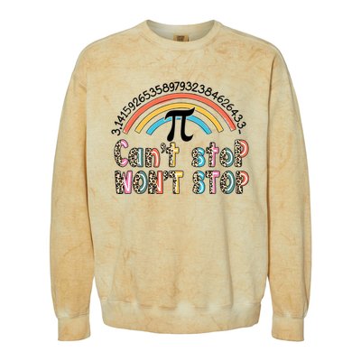 Can't Stop Pi Won't Stop Leopard Pi Day Math Lover Colorblast Crewneck Sweatshirt