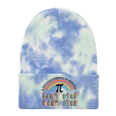 Can't Stop Pi Won't Stop Leopard Pi Day Math Lover Tie Dye 12in Knit Beanie