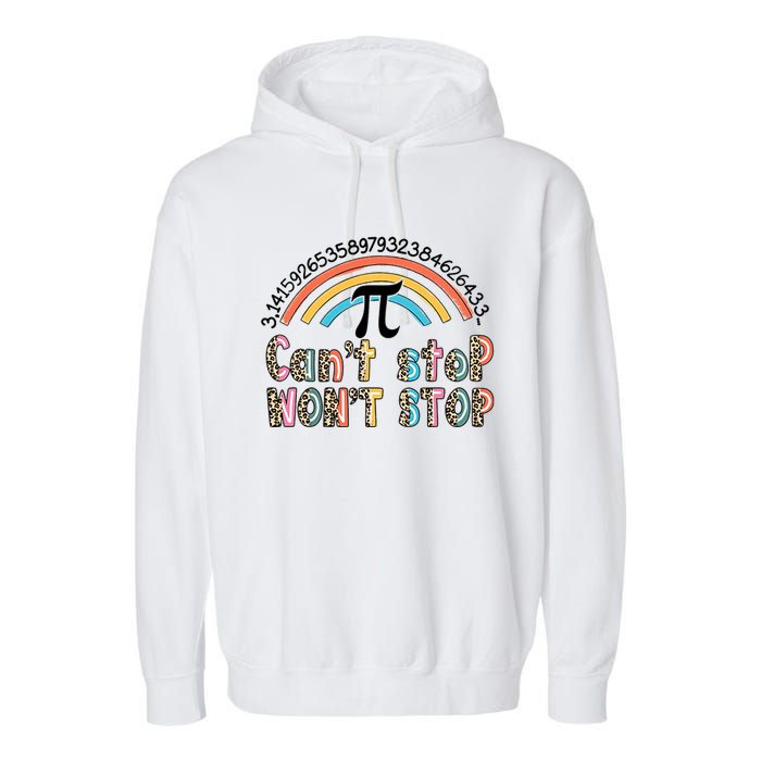 Can't Stop Pi Won't Stop Leopard Pi Day Math Lover Garment-Dyed Fleece Hoodie