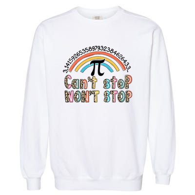 Can't Stop Pi Won't Stop Leopard Pi Day Math Lover Garment-Dyed Sweatshirt