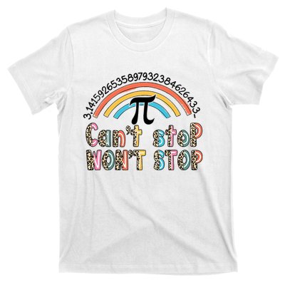 Can't Stop Pi Won't Stop Leopard Pi Day Math Lover T-Shirt