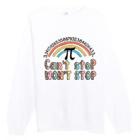 Can't Stop Pi Won't Stop Leopard Pi Day Math Lover Premium Crewneck Sweatshirt