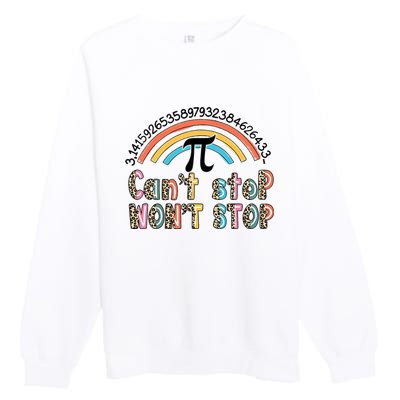 Can't Stop Pi Won't Stop Leopard Pi Day Math Lover Premium Crewneck Sweatshirt