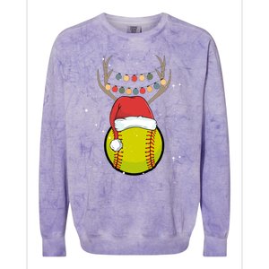 Christmas Softball Player Santa Claus Xmas Day Sport Gift Colorblast Crewneck Sweatshirt