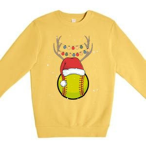 Christmas Softball Player Santa Claus Xmas Day Sport Gift Premium Crewneck Sweatshirt